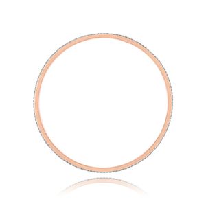 Brazalete Delgado de Oro Rosa de 14K con Diamantes Redondos, Estilo Eternity Completo - Product Image 4