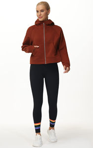 Sweat-shirt à capuche zippé léger pour femme, personnalisé, avec logo frontal, manches longues, idéal pour l'hiver et les activités sportives, avec poches - Product Image 5