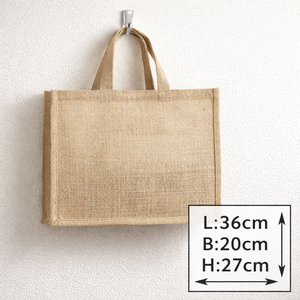 Sac fourre-tout en jute réutilisable écologique avec logo personnalisé, couleur naturelle, toile de jute unie |   Sacs de courses promotionnels en gros - Product Image 5