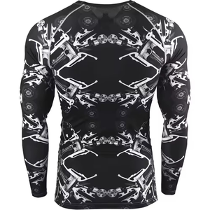 Camiseta de Compresión de Manga Larga para Hombre, Diseño de Pistola en Blanco y Negro, Secado Rápido, para Gimnasio y Fitness - Product Image 3