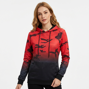 <b>Men's</b> <b>Red</b> Camouflage Hoodie Slim Fit Polyester <b>Sweatshirt</b> With Pocket Casual Autumn Wear - Product Image 6