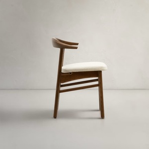 Modern Solid Teak <b>Dining</b> <b>Chair</b> with Curved Backrest and Upholstered Seat Elegant Mid Century Design for Home, Cafe & Restaurant - Product Image 3