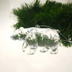 Decorazione per natale di cristallo di plastica che cammina orso polare ornamento di natale appeso ornamento