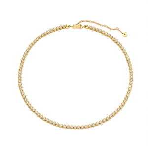 สร้อยคอเทนนิสชุบทอง 14K เงินแท้ 925 ประดับเพชร CZ ขนาด 4 มม. ความยาว 22 นิ้ว - Product Image 2