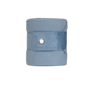 Bandages de jambe équestres en polaire blanche avec bordure noire et fermeture à bouton-pression - Product Image 4