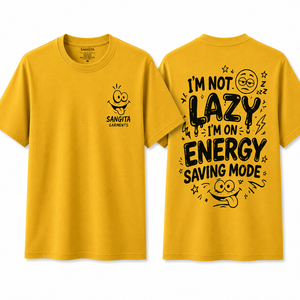 เสื้อยืดแขนสั้นสีเหลืองสำหรับผู้ชาย ยี่ห้อซังกิตา คอกลม ทรงปกติ ลายตัวอักษร ระบายอากาศได้ดี สวมใส่สบาย ผลิตจากผ้าฝ้าย 100% น้ำหนัก 180 กรัม แบบถัก - Product Image 1