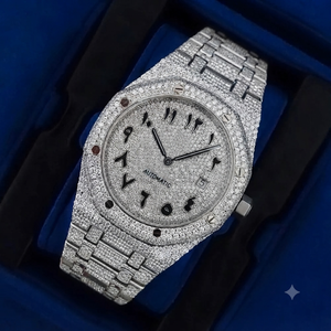 Montre à quartz pour homme entièrement sertie de moissanite, personnalisée, avec chiffres romains, 36 mm, au meilleur prix - Product Image 3