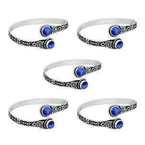 High Quality Lapis Lazuli <b>Boho</b> <b>Bracelet</b> Handcrafted Adjustable Fashion Bangle for Women's Jewelry Top Grade Brass Silver Plated - Product Image 5