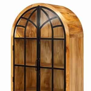 Armario de Madera de 2 Puertas con Acabado Brillante |   Armario Blanco Minimalista con Detalles Geométricos Dorados |   Organizador de Armario de Lujo para Dormitorio - Product Image 3