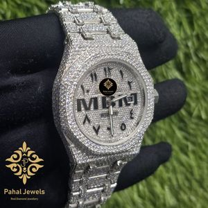 Iced Moissanite Stainless Steel Mechanical <b>Automatic</b> Men's Watch 20mm Luminous Hands <b>Chronograph</b> Hidden Clasp Luxury Dress - Product Image 5