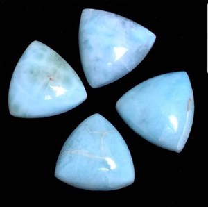 Cabochon de Larimar naturel, taille Trillion, à dos plat, pierres précieuses en vrac pour la fabrication de bijoux en argent, vente en gros - Product Image 4