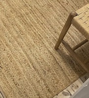 Tapis tissé à la main moderne en jute naturelle de couleur unie, écologique, à tissage épais et tressé pour salon et décoration intérieure