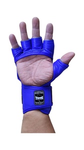 นวมชกมวยคู่ สีน้ำเงินทอง สายรัดข้อมือแบบ PU ระบายอากาศได้ดี น้ำหนักเบา สำหรับผู้ใหญ่ ฝึกซ้อม MMA ปรับแต่งได้ สำหรับการฝึกซ้อมมวย - Product Image 5