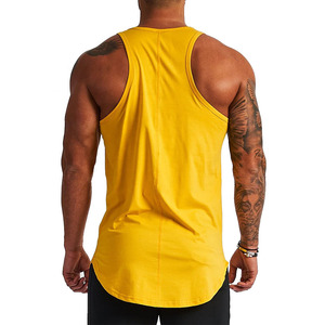 Men's Yellow Solid Color O-Neck Sleeveless Tank <b>Top</b> Casual Knitted Vest <b>Plus</b> <b>Size</b> - Product Image 2
