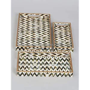 Artesanías indias hechas a mano, bandeja decorativa de resina de 12x8 pulgadas, mesa de café para desayuno, bandeja de servicio hecha a mano Vintage - Product Image 2