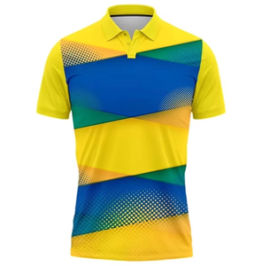 Men's Short Sleeve Polo Shirt Geometric <b>Pattern</b> Yellow Blue Green Sublimation Print Quick Dry <b>Knitted</b> Polyester Casual Fit - Product Image 1