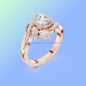 Bijoux dorés Chroma Bague de mariage 10K pour femme avec grosse pierre - Product Image 1