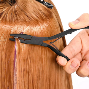 Pince à micro-anneaux métalliques pour extensions de cheveux avec aiguille de traction et logo personnalisé pour usage commercial - Product Image 3