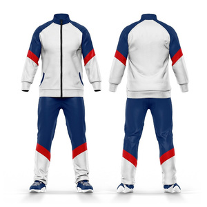 Survêtement unisexe noir, rouge et blanc, imprimé uni, respirant, en polaire, fermeture éclair intégrale, col montant, style sportif, vêtements d'hiver pour adultes - Product Image 3