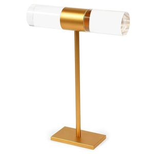 Luxury Gold Metal & Clear Acrylic T <b>Bar</b> Jewelry Stand Necklace Bracelet Organizer Display Holder for Vanity Countertop - Product Image 5