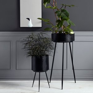 Wholesale Black Textured Metal Planter <b>Pot</b> with Stand <b>Indoor</b> <b>Tall</b> Metal Flower <b>Pot</b> Stand Decorative Garden Planters Flower <b>Pot</b> - Product Image 1