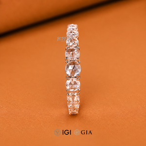 Anillo de Boda con Diamante Corte Rosa Redondo para Anillo de Compromiso, Diamantes Cultivados en Laboratorio Graduados, Engaste de Puntas Compartidas, Anillo de Aniversario - Product Image 2