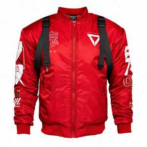 Men's Bomber <b>Jacket</b> with Geometric Print and <b>Patch</b> Designs Streetwear Zipper Closure Stand Collar Autumn Wear - Product Image 1