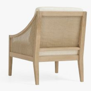 Chaise moderne en teck massif de haute qualité avec dossier en rotin tressé pour usage intérieur. - Product Image 5