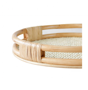 <b>Round</b> Shell Rimmed Woven Rattan <b>Tray</b> - Boho Chic Shell-rimmed Rattan <b>Round</b> <b>Tray</b> for Serving <b>Tray</b> Handicraft Furniture Gift - Product Image 3