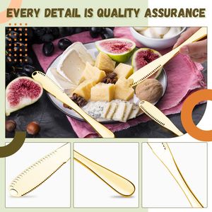 Set di 4 Coltelli da Tavola in Acciaio Inossidabile Dorato con Fori, Utensili da Cucina 3-in-1 Better Butter Spreader - Product Image 1