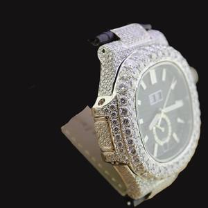 Reloj Personalizado Único para Hombre con Caja Cuadrada, Diamantes Moissanite, Esfera de Cronógrafo y Correa de Goma Negra, Precio al por Mayor - Product Image 5
