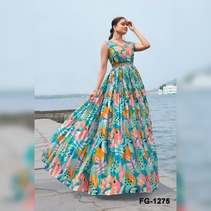 Vestido Anarkali de Fiesta Elegante y Listo para Usar, para Mujer, con Hermoso Estampado Digital, de Secado Rápido, para Todas las Temporadas, en Material Chinon - Product Image 1