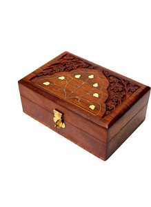 Boîte à bijoux en bois sculpté avec incrustations artisanales, décorative, pour la maison et le bureau, aux prix les plus bas - Product Image 5