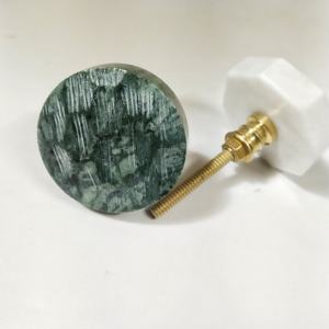 Tirador de cajón de armario verde martillado, Natural pomo de puerta de mármol, herrajes de Metal redondos rojos, tiradores y perillas para muebles de cocina - Product Image 1