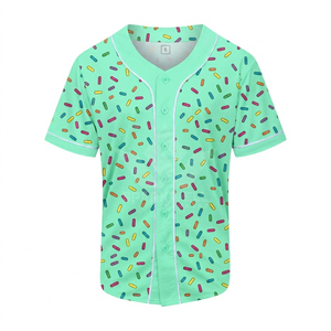 เสื้อเบสบอลพิมพ์ลายสีชมพูแบบกำหนดเอง สำหรับผู้ใหญ่ แขนสั้น ติดกระดุมด้านหน้า ระบายอากาศได้ดี แห้งเร็ว ชุดทีม - Product Image 4