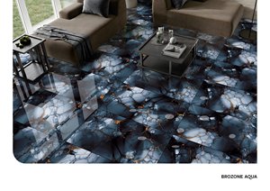Azulejo de porcelana pulido de alto brillo azul grisáceo con línea dorada, aspecto mármol, para suelo y pared, 600x1200mm - Product Image 3
