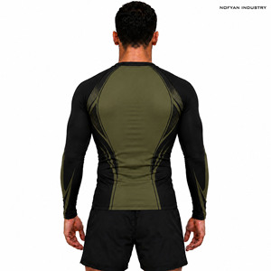 NOFYAN INDUSTRY Men's Fitted MMA Rash Guard <b>Long</b> <b>Sleeve</b> <b>Compression</b> <b>Shirt</b> Color Blocked Quick Dry Mixed Martial Arts Wear - Product Image 1