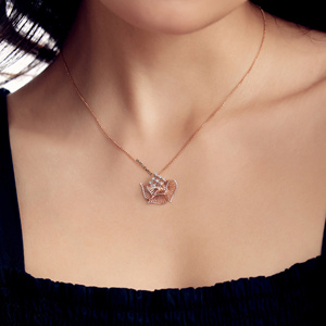จี้เพชรทรงพัดลายดอกไม้สไตล์วินเทจสำหรับผู้หญิง ทอง 10K/14K/18K เงิน 925/935 ชุบโรเดียม หรูหรา สำหรับวันครบรอบ - Product Image 2