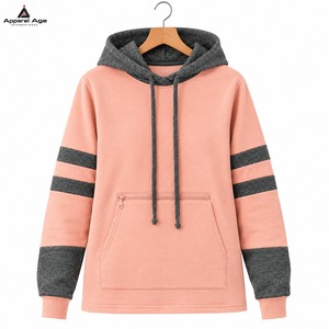 Sweat à capuche de luxe pour femme, coupe ample, style streetwear, en molleton de coton, avec impression sérigraphiée color block, bicolore, collection automne, en promotion - Product Image 1
