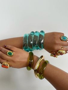 กำไลข้อมือเรซิ่นทำมือสไตล์ร่วมสมัย สีสันสดใส ดูหรูหรา - Product Image 2