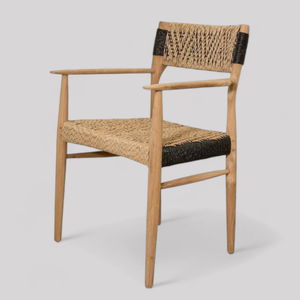Conjunto de Sillas de Jardín con Asiento y Respaldo de Ratán Tejido a Mano con Estructura de Madera de Teca para Decoración de Muebles del Hogar - Product Image 3