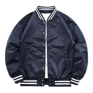 Hot Selling Custom Front Coated 100% Cotton Satin Square Collar Breathable Varsity Winter High Quality College Jacket <b>Men</b> Puff - Product Image 5