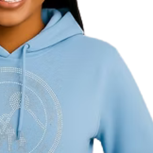 Sudadera con Capucha Azul Claro para Mujer, con Logotipo Redondo Brillante, Informal, de Manga Larga, para Uso Diario, Ropa Cómoda para el Estilo de Vida - Product Image 3