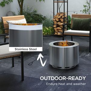 Braciere Portatile in Acciaio Inox Argento Senza Fumo con Paletta per Giardino, Patio, Picnic, Campeggio e Falò - Product Image 6