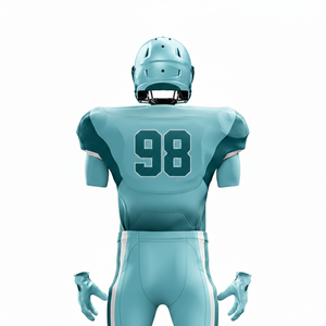 Uniforme de Fútbol Americano Personalizado al por Mayor, Conjunto Transpirable con Estampado por Sublimación, 100% Poliéster, Pantalón Corto de Color Sólido, Tallas Grandes - Product Image 3