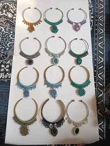 Parure de collier et pendentif audacieuse style tribal africain, en alliage géométrique, perles et pierres naturelles, bijoux faits main, pour femme, cadeau ethnique - Product Image 2