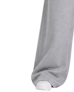 Custom <b>Light</b> Grey Women Wide Leg Sweatpants High Waist Loose Fit Casual Streetwear <b>Lounge</b> Fleece Trousers With Drawstring Pocket - Product Image 3