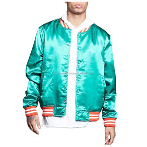 OEM Men's Satin Jacket Varsity polyester Bomber Biker raglan sleeve snap closure <b>Winter</b> Casual - Product Image 6