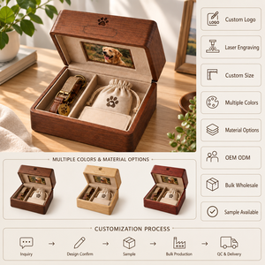 Caja de Almacenamiento de Joyas de Madera Maciza de Primera Calidad con Forro de Terciopelo Suave, Estuche Organizador de Madera Hecho a Mano para Anillos, Collares, Pulseras - Product Image 3