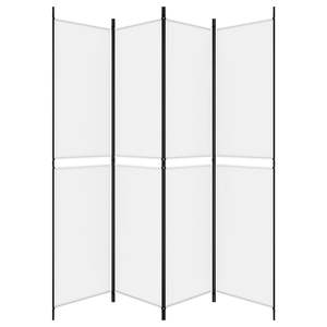 4-Panel White Fabric <b>Room</b> <b>Divider</b> 78.7"x86.6" <b>Screen</b> & <b>Divider</b> - Product Image 4